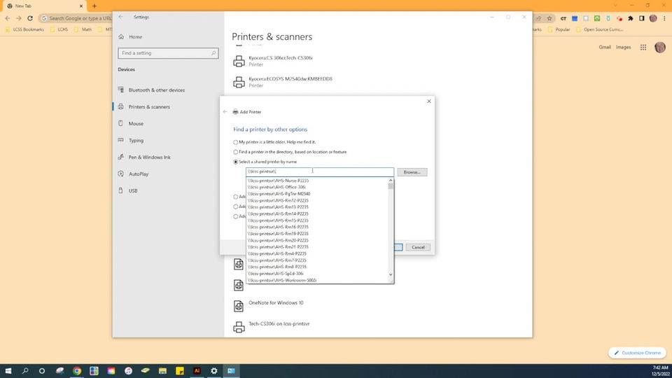 LCSS Tech Tip - Add a Printer (Win 10)
